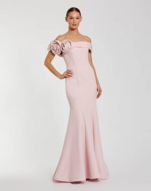 Light Pink Off The Shoulder Crepe Mermaid Gown Ieena for Mac Duggal