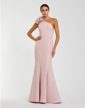 ImagePink One Shoulder Mermaid Gown With 3D Flower ieena for Mac Duggal