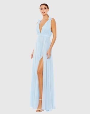 Pleated Chiffon Sleeveless V-Neck Gown Ieena for Mac Duggal