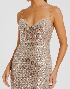 Embellished Mesh Sleeveless Bustier Gown Mac Duggal