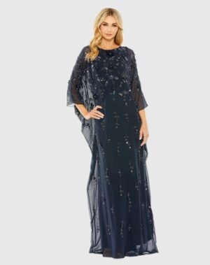 Navy Embellished Trapeze Evening Gown - Mac Duggal